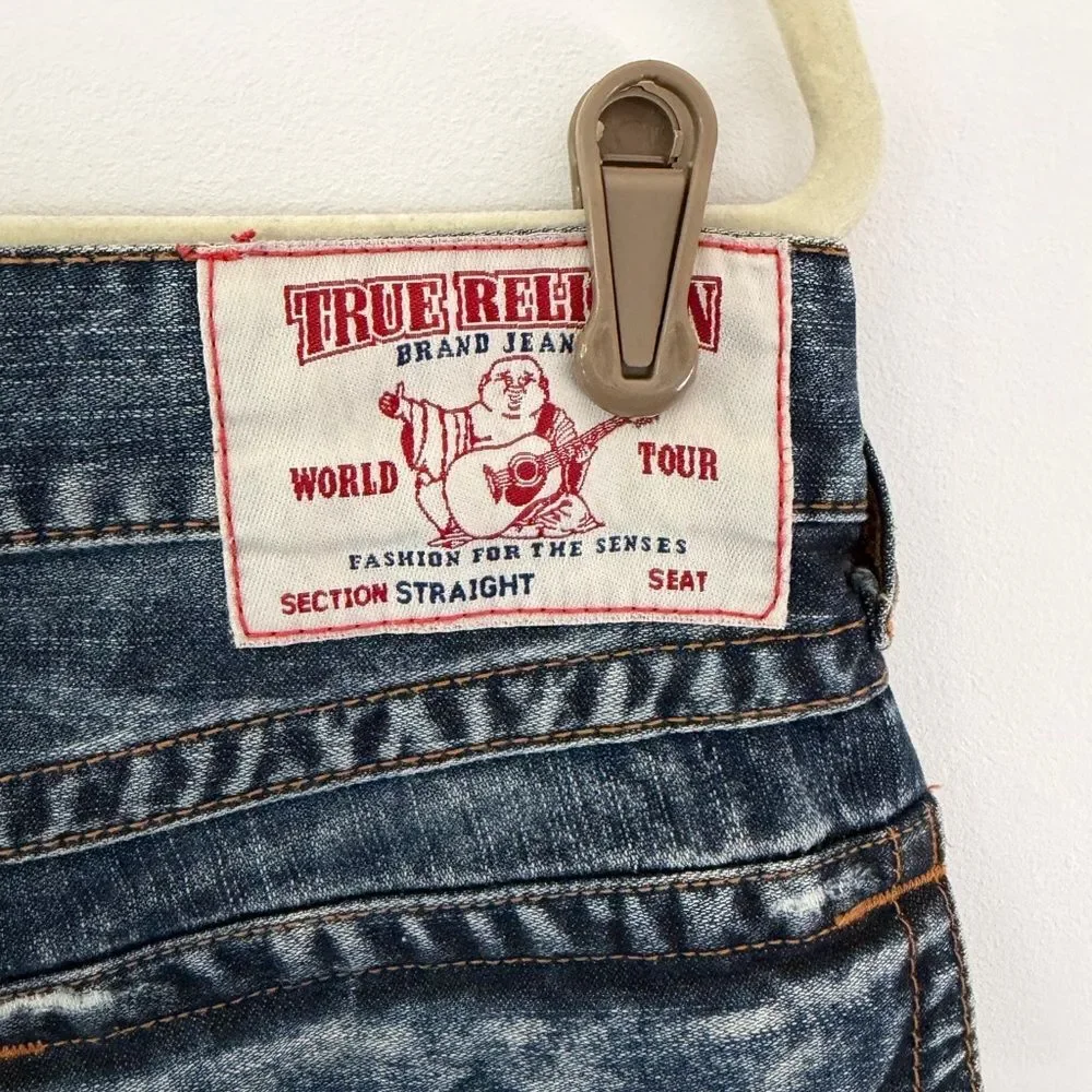 True Religion Faded Blue Distressed Jeans